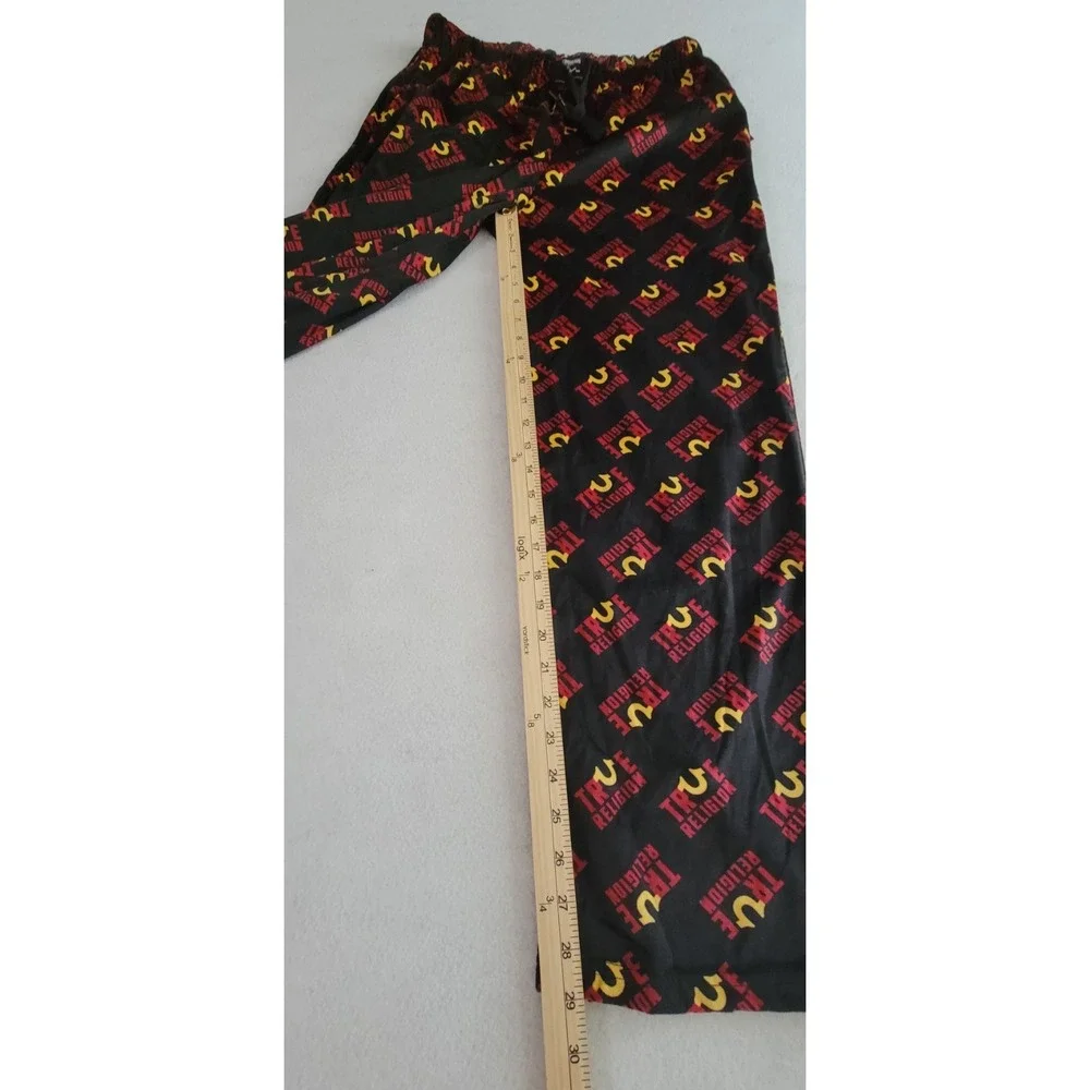 True Religion Men's Black Pajamas with Red and Yellow Logo Print Size L NWT